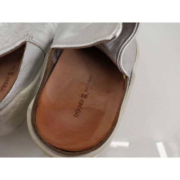 Trippen Plunge Mules Size 35 5 Silver Leather Comfy Shoes Slipper Slip On - Picture 10 of 12